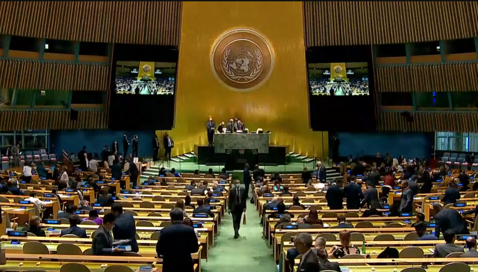 ▲ 국제연합 'United Nations General Assembly: 1st plenary meeting(Opening of the 77th session)'. 온라인 화면 갈무리. (※본 사진은 기사 내용과 무관합니다.)
